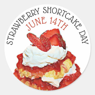 Strawberry Shortcake Day 14. Juni Holiday Button. Runder Aufkleber