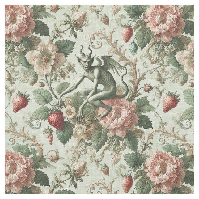 Strawberry Sins - Klassische Gotik Stoff (Nahaufnahme)