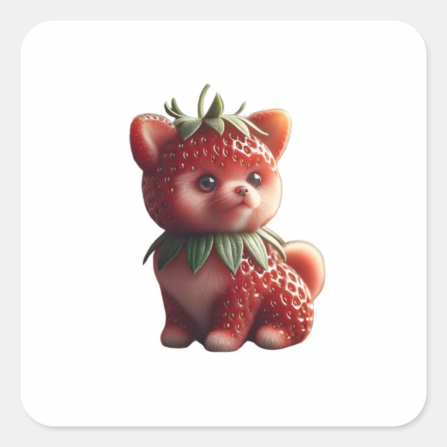 Strawberry Spitz Quadratischer Aufkleber (Vorderseite)