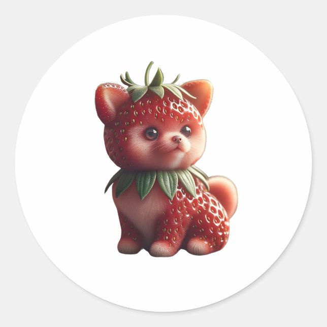 Strawberry Spitz Runder Aufkleber (Vorderseite)