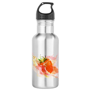 Strawberry Splash! Aquarell Edelstahlflasche