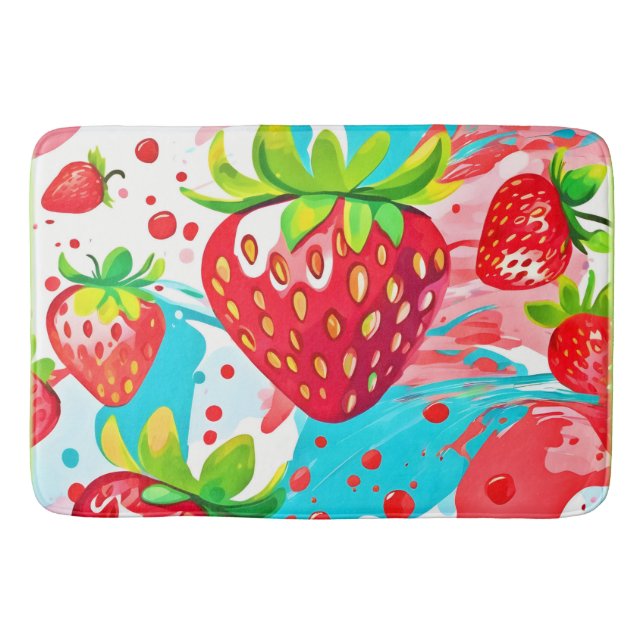 Strawberry Splash Muster Badematte (Vorderseite)