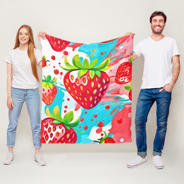 Strawberry Splash Muster Fleecedecke (Beispiel)