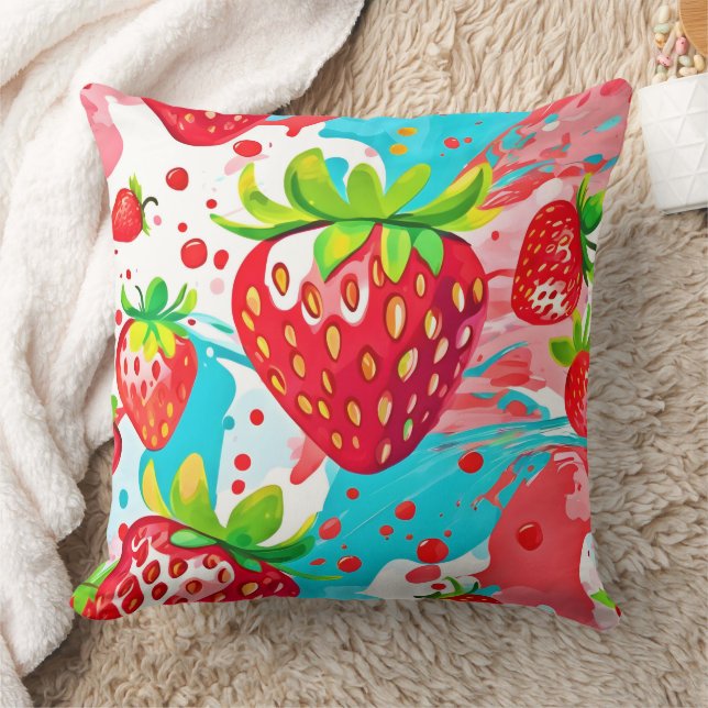 Strawberry Splash Muster Kissen (Decke)
