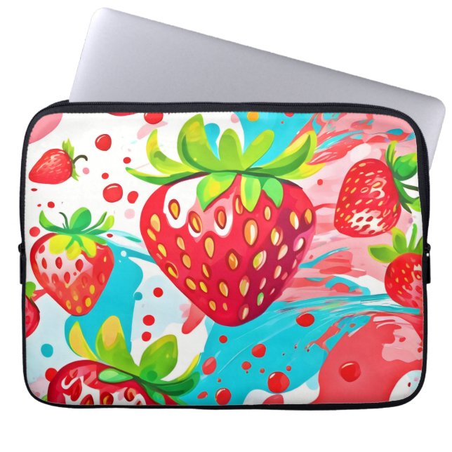 Strawberry Splash Muster Laptopschutzhülle (Vorderseite)