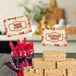 Strawberry Stampede Birthday Party Food Signs Poster