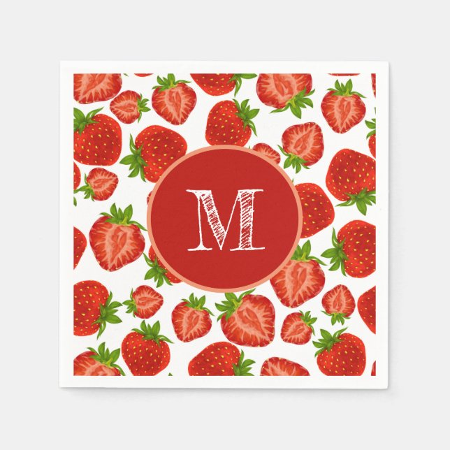 Strawberry Strawberries Red Pattern Serviette (Vorderseite)