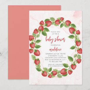 Strawberry Strawberries Wreath Baby Dusche Einladung