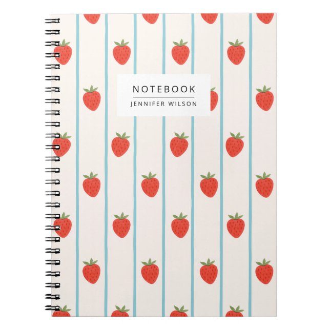 Strawberry Striped Pattern Notebook Notizblock (Vorderseite)