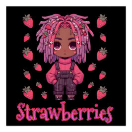 Strawberry Sullen: Kawaii Dark Skin Anime Boy Glos Poster