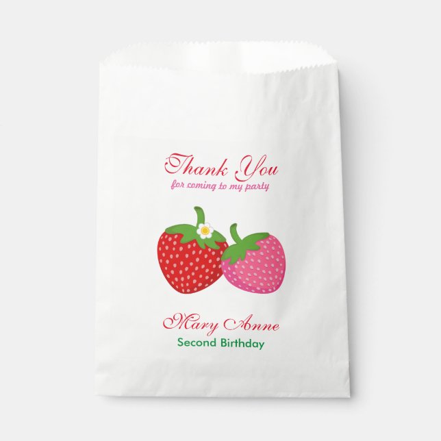 Strawberry Summer Birthday Baby Dusche Geschenktütchen (Vorderseite)