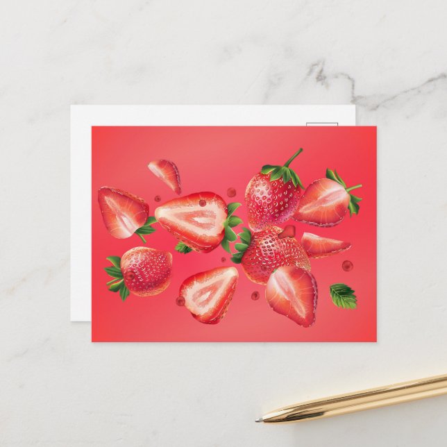 Strawberry Summer Postcard Postkarte (Vorderseite/Rückseite Beispiel)
