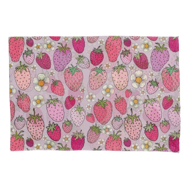 Strawberry Summer Seamless Pattern Kissenbezug (Vorderseite)