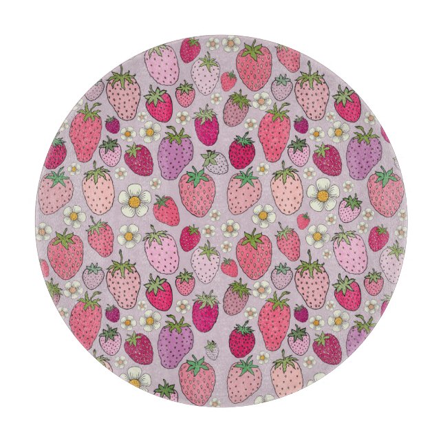 Strawberry Summer Seamless Pattern Schneidebrett (Vorderseite)