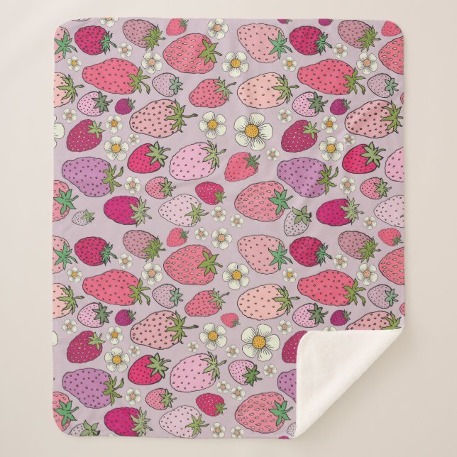 Strawberry Summer Seamless Pattern Sherpadecke (Vorderseite)