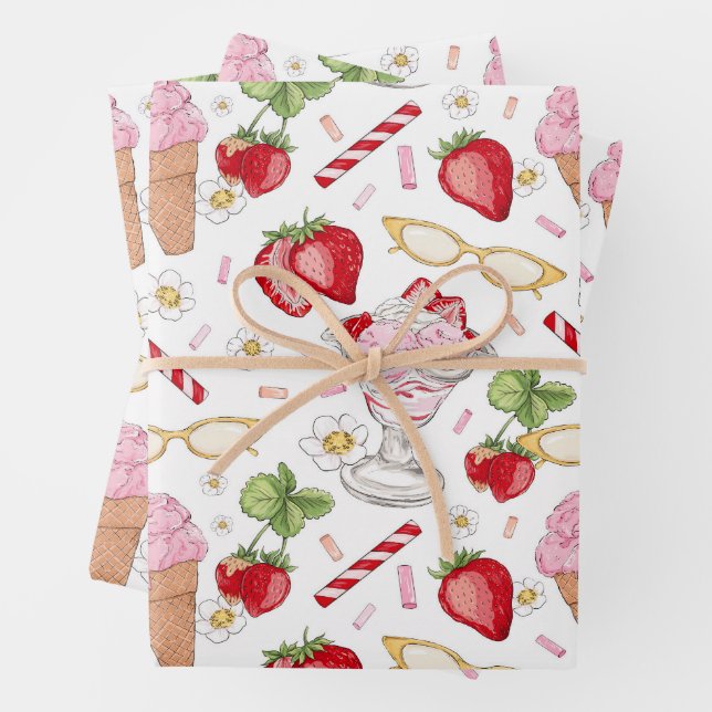 Strawberry Sundae Pattern Geschenkpapier Set (Beispiel)