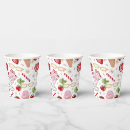 Strawberry Sundae Pattern Pappbecher