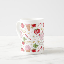Strawberry Sundae Pattern Prozellantasse