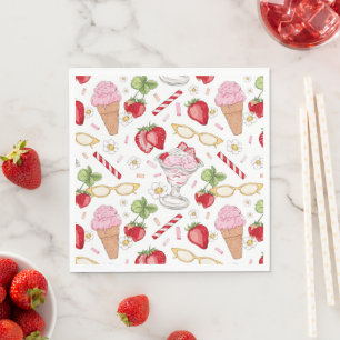 Strawberry Sundae Pattern Serviette