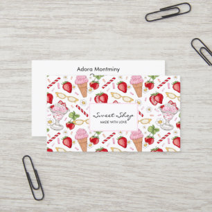 Strawberry Sundae Pattern Visitenkarte