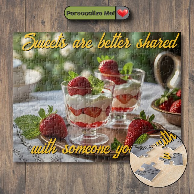 Strawberry-Süßigkeiten Motivierend personalisieren Puzzle (Customizable Strawberry Sweets Motivational Jigsaw Puzzle)