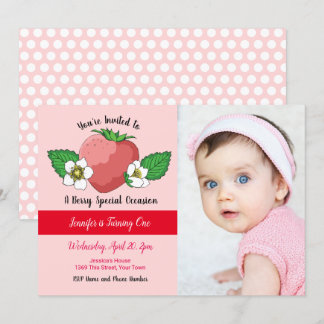 Strawberry Sweet 1. Geburtstag Einladung