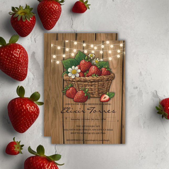 Strawberry Sweet Basket Baby Dusche Einladung (Von Creator hochgeladen)