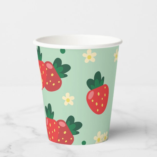 Strawberry Sweet Birthday Party Paper Cups Pappbecher (Vorderseite)