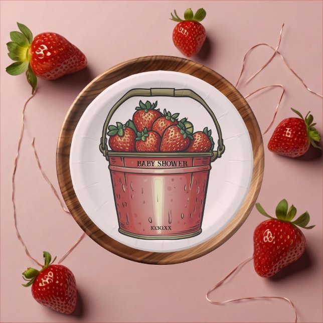 Strawberry Sweet Bucket Baby Dusche Pappteller (Von Creator hochgeladen)
