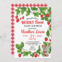 Strawberry Sweet Bunny Baby Shower (Red & White)