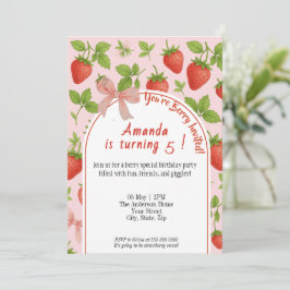 Strawberry Sweet Kindergeburtstag Einladung | Pink