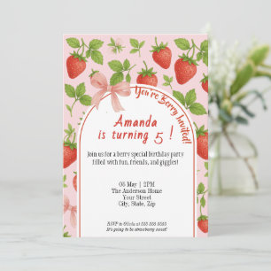 Strawberry Sweet Kindergeburtstag Einladung Pink