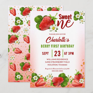 Strawberry Sweet One Einladung zum ersten Geburtst