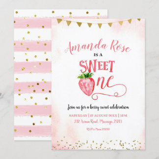 Strawberry Sweet One First Birthday Einladung