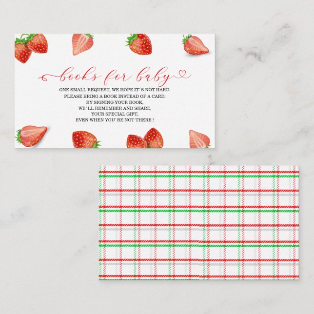 Strawberry Sweet Watercolor Babyduschbücher für Ki Begleitkarte (Vorne/Hinten)