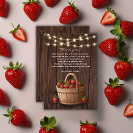 Strawberry Sweet Wood Basket Baby Dusche Dankeskarte