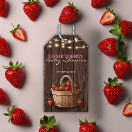 Strawberry Sweet Wood Basket Baby Dusche Geschenkanhänger
