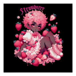 Strawberry Sweetheart: Dunkle Haut Femboy Hochglan Poster