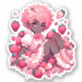Strawberry Sweetheart: Dunkle Hautfembolie Aufkleber