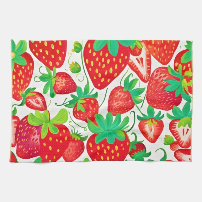 Strawberry Swirl Muster Geschirrtuch (Horizontal)