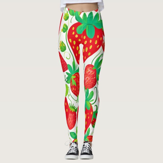Strawberry Swirl Muster Leggings (Vorderseite)