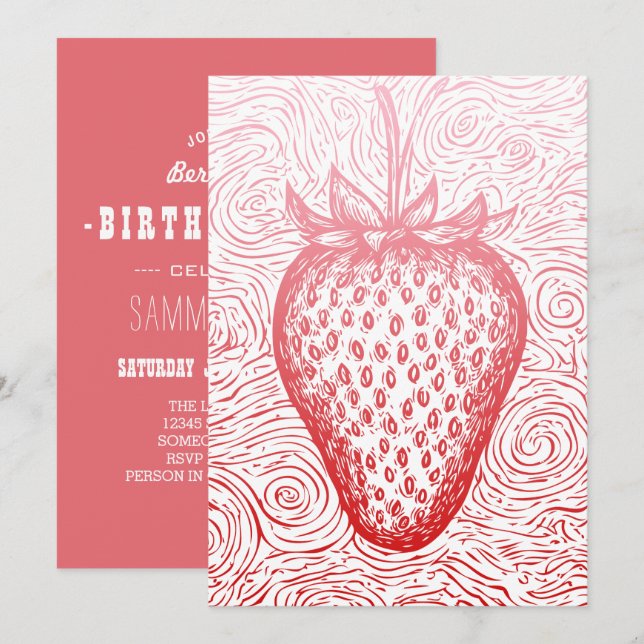 strawberry swirls einladung (Vorne/Hinten)