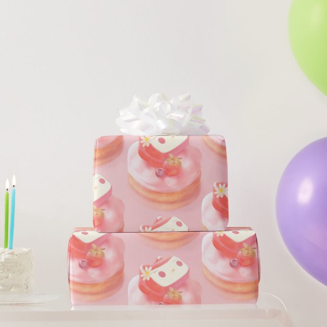Strawberry Tart Illustration Geschenkpapier (Partygeschenke)