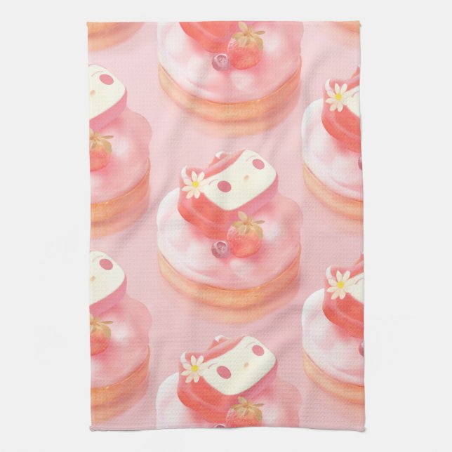 Strawberry Tart Illustration Geschirrtuch (Vertikal)