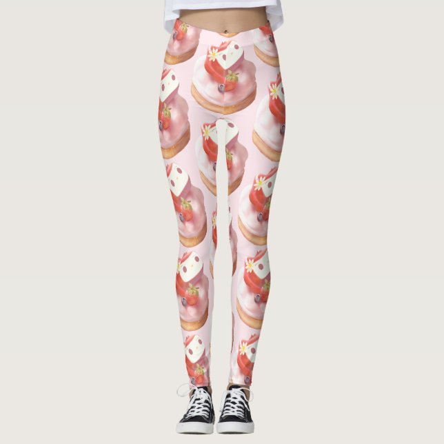 Strawberry Tart Illustration Leggings (Vorderseite)