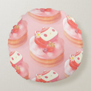 Strawberry Tart Illustration Rundes Kissen