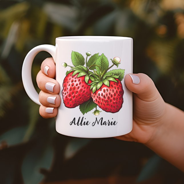 Strawberry-Tasse, Gewohntes Geburtstagsgeschenk fü Kaffeetasse (Personalized Strawberry Mug, Customized Strawberry, custom name mug, personalized name mug,)