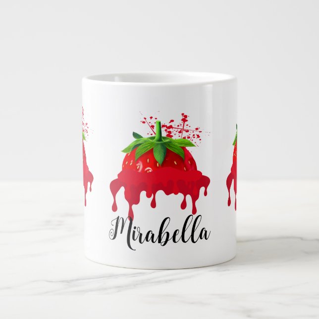 Strawberry-Tasse mit Namen, Niedlich, Valentinstag Jumbo-Tasse (Vorderseite)