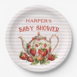 Strawberry Theme Baby Dusche Pappteller