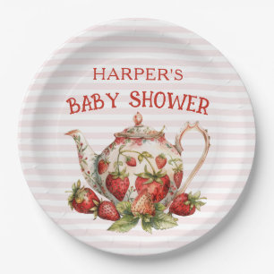 Strawberry Theme Baby Dusche Pappteller